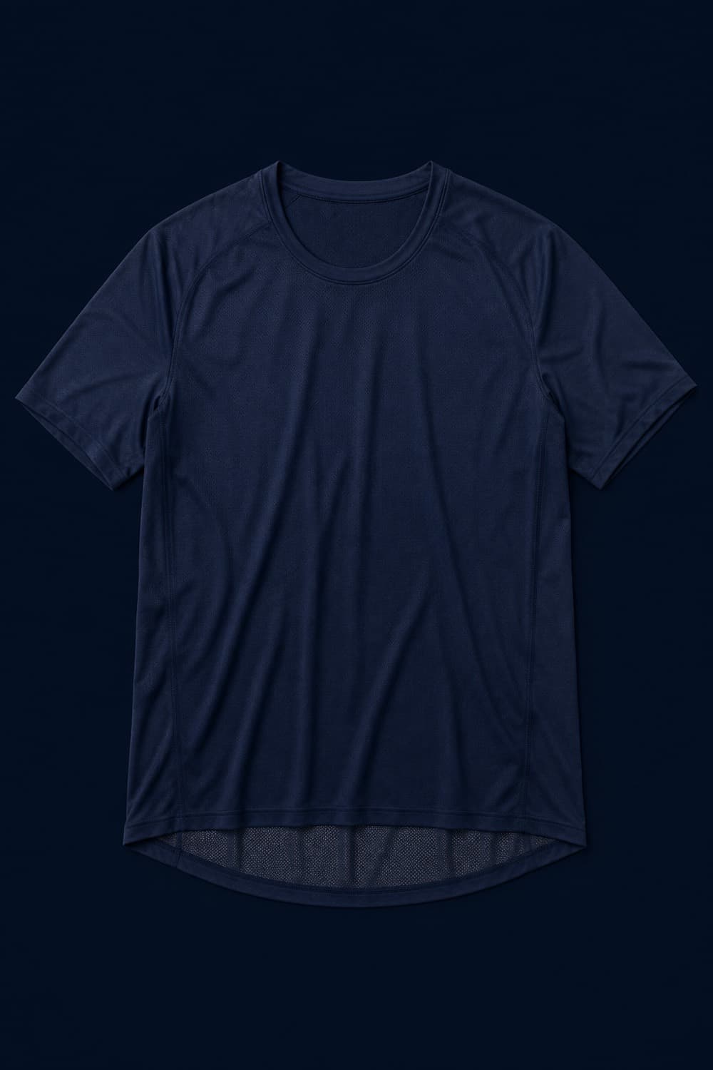 Run Tee laid flat, light fabric